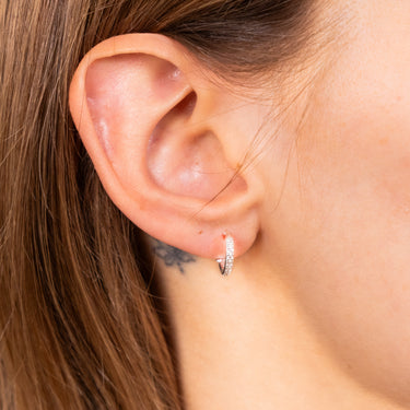 Sterling Silver White Cubic Zirconia Sleeper Earrings