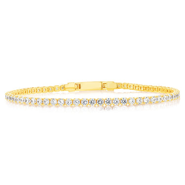 Sterling Silver Gold Plated Zirconia Tennis 19cm Bracelet