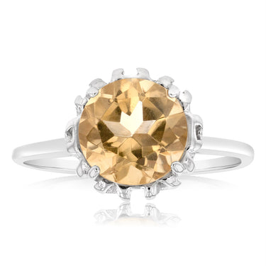 Sterling Silver Round Citrine Fancy Ring