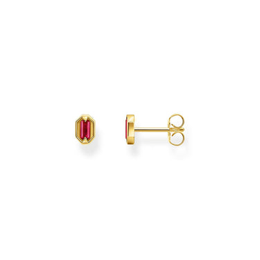 Thomas Sabo Gold Plated Sterling Silver Crocodile Rock Red Stud Earrings