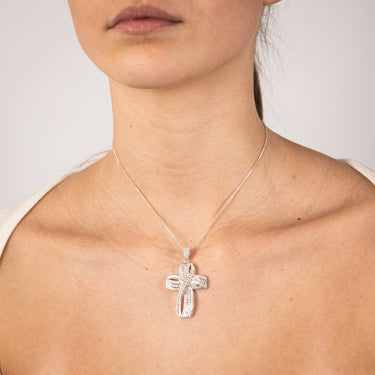 Sterling Silver Zirconia Fancy Cross Pendant