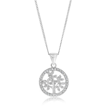Sterling Silver Zirconia Tree Of Life Pendant