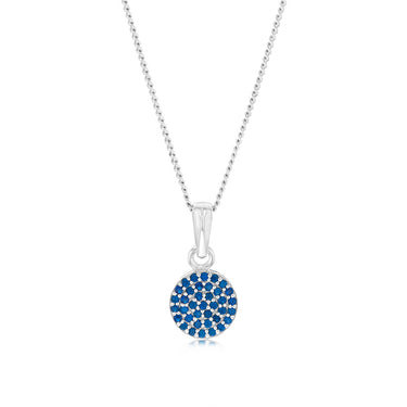 Sterling Silver Round Blue Zirconia Pendant