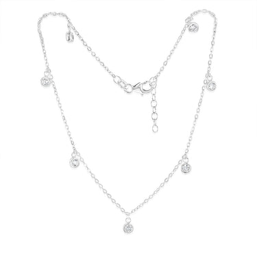 Sterling Silver Zirconia Charm 27cm Anklet