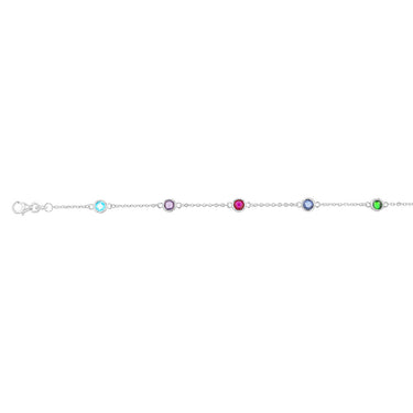Sterling Silver Multicolor Zirconia 19cm Bracelet