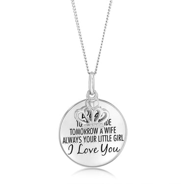 Sterling Silver Round Engraved Dad Litle Girl Pendant