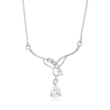 Sterling Silver Zirconia Fancy Pendant On Chain