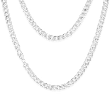 Sterling Silver Curb Beveled 55cm Chain