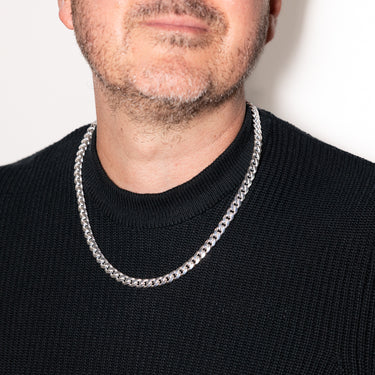 Sterling Silver Curb Beveled 55cm Chain