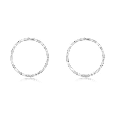 Sterling Silver Diamond Cut 15mm Sleeper Earrings