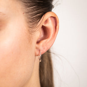 Sterling Silver Diamond Cut 15mm Sleeper Earrings