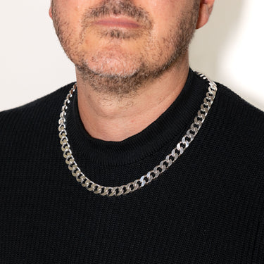 Sterling Silver Beveled Curb 300 Gauge 55cm Chain