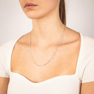 Sterling Silver Textured Paperclip 60 Gauge 50cm Chain