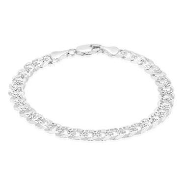 Sterling Silver Beveled Fancy Curb 160 Gauge 19cm Bracelet