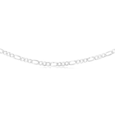 Sterling Silver Beveled Fancy 1:3 Figaro 140 Gauge 50cm Chain