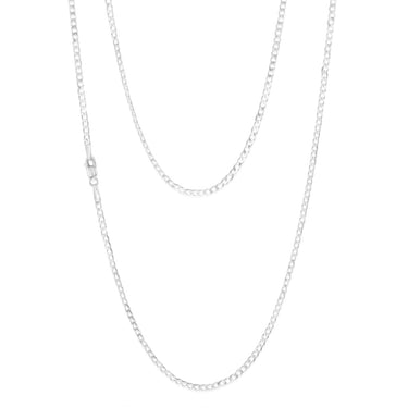 Sterling Silver Beveled 60 Gauge Curb 55cm Chain