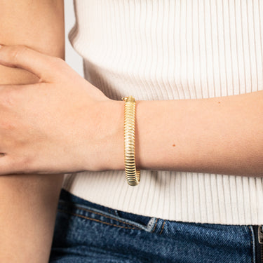 Sterling Silver Gold Plated Tubo Gas 80 Gauge 19cm Bracelet