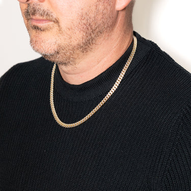 Sterling Silver Two Tone Pave Curb 180 Gauge 50cm Chain