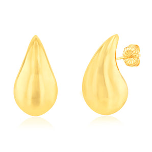 Sterling Silver Gold Plated Polished Tear Drop Stud Earrings