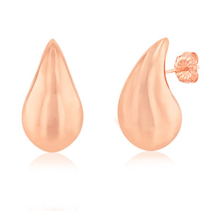 Sterling Silver Rose Gold Plated Polished Tear Drop Stud Earrings