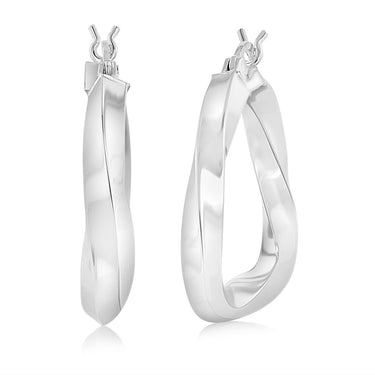 Sterling Silver Twisted Polished Triangle Hoop Earrings