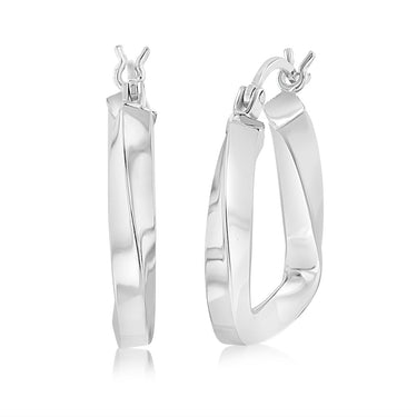 Sterling Silver Twisted Polished Triangle Hoop Earrings
