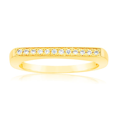 Sterling Silver Gold Plated Fancy Zirconia Channel Ring