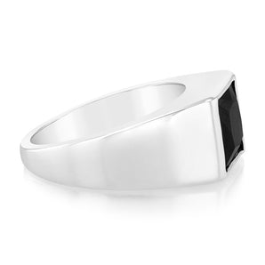 Sterling Silver Square Black Zirconia Gents Ring