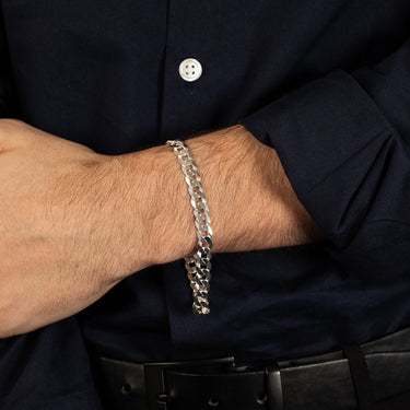 Sterling Silver Beveled Curb 21cm Bracelet