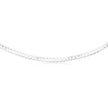 Sterling Silver Beveled Curb 55cm Chain