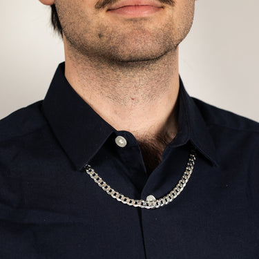 Sterling Silver Beveled Curb 55cm Chain