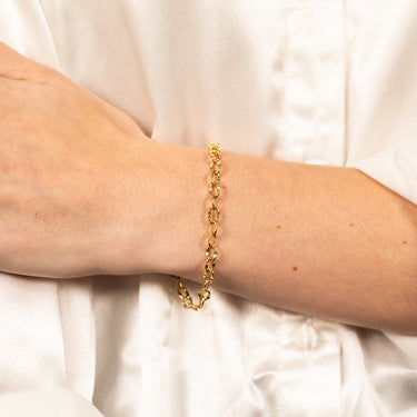 Sterling Silver Gold Plated Fancy Diamond Cut 19cm Bracelet