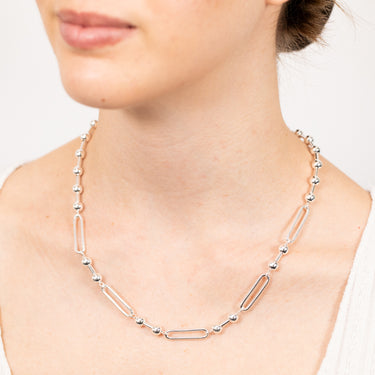 Sterling Silver Link And Ball 45cm Chain