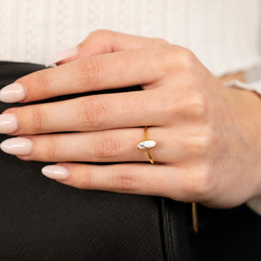 Sterling Silver Gold Plated Natural Howlite Ring