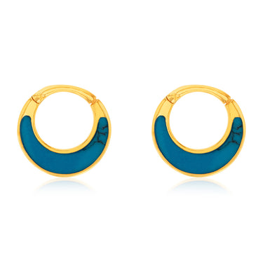 Sterling Silver Gold Plated Fancy Natural Turquoise Hoop Earrings