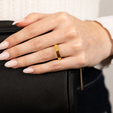 Sterling Silver Gold Plated Polished 4.2mm Geometric Shaped Ring