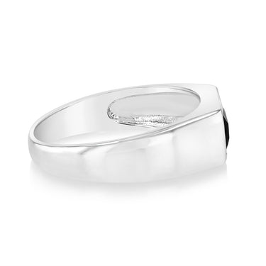 Sterling Silver Black Rectangle Cubic Zirconia Ring