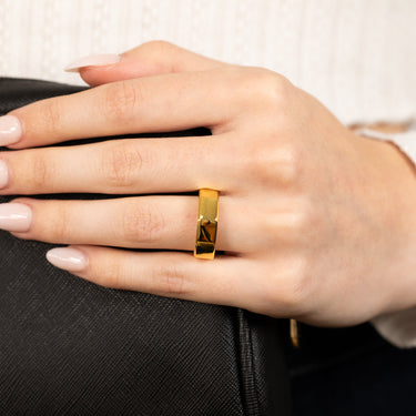 Sterling Silver Gold Plated Polished 6mm Geometric Shape Ring