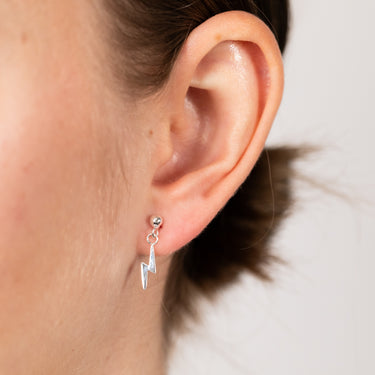 Sterling Silver Lightning Bolt Drop Earrings