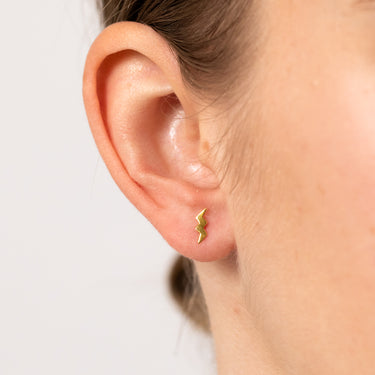Sterling Silver Gold Plated Lightning Bolt Stud Earrings
