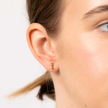 Sterling Silver Gold Plated Triple Hexagon Stud Earrings