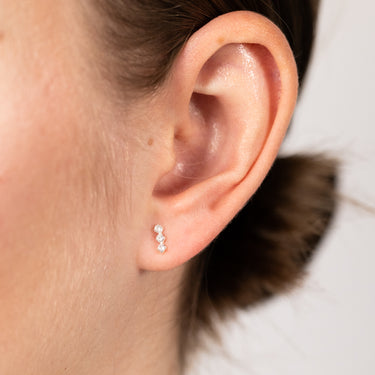 Sterling Silver Cubic Zirconia Triple Hexagon Stud Earrings