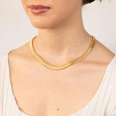 Sterling Silver Gold Plated Oval Snake 45cm Chain