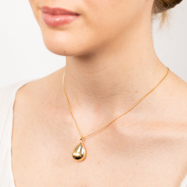 Sterling Silver Gold Plated Polished Tear Drop Pendant On Chain