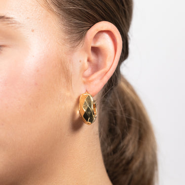 Sterling Silver Gold Plated Fancy Patterned Hoop Earrings