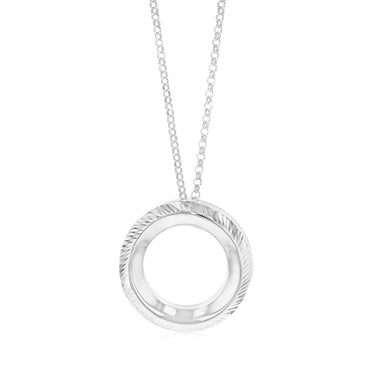 Sterling Silver Textured Circle Of Life Pendant On Chain