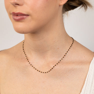 Sterling Silver Gold Plated Black Enamel Fancy 42+3cm Chain