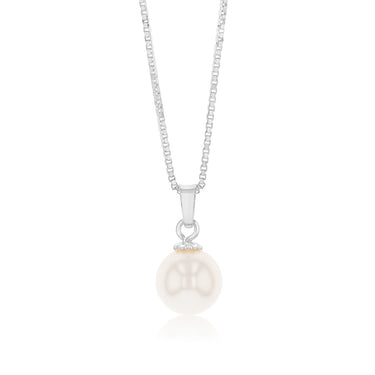 Sterling Silver Simulated Pearl Pendant On Chain