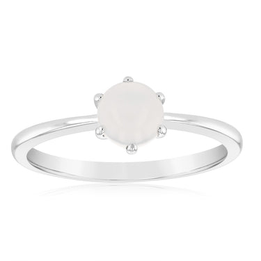 Sterling Silver White Created Opal Ring