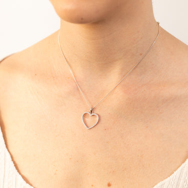 Sterling Silver Zirconia Open Heart Pendant